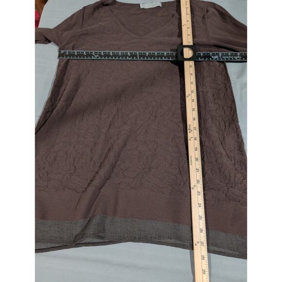 D. Exterior Women's Size Medium Made In Italy Brown Tunic Top Shirt Cotton EUC - Picture 10 of 16